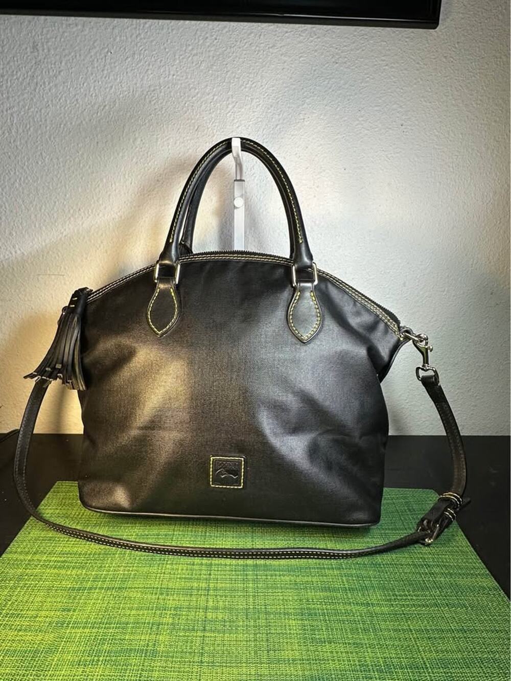 Dooney & Bourke Geena Satchel Black High Density Italian Nylon Leather Trim